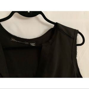 Seven Sisters Black Chiffon Sleeveless Blouse